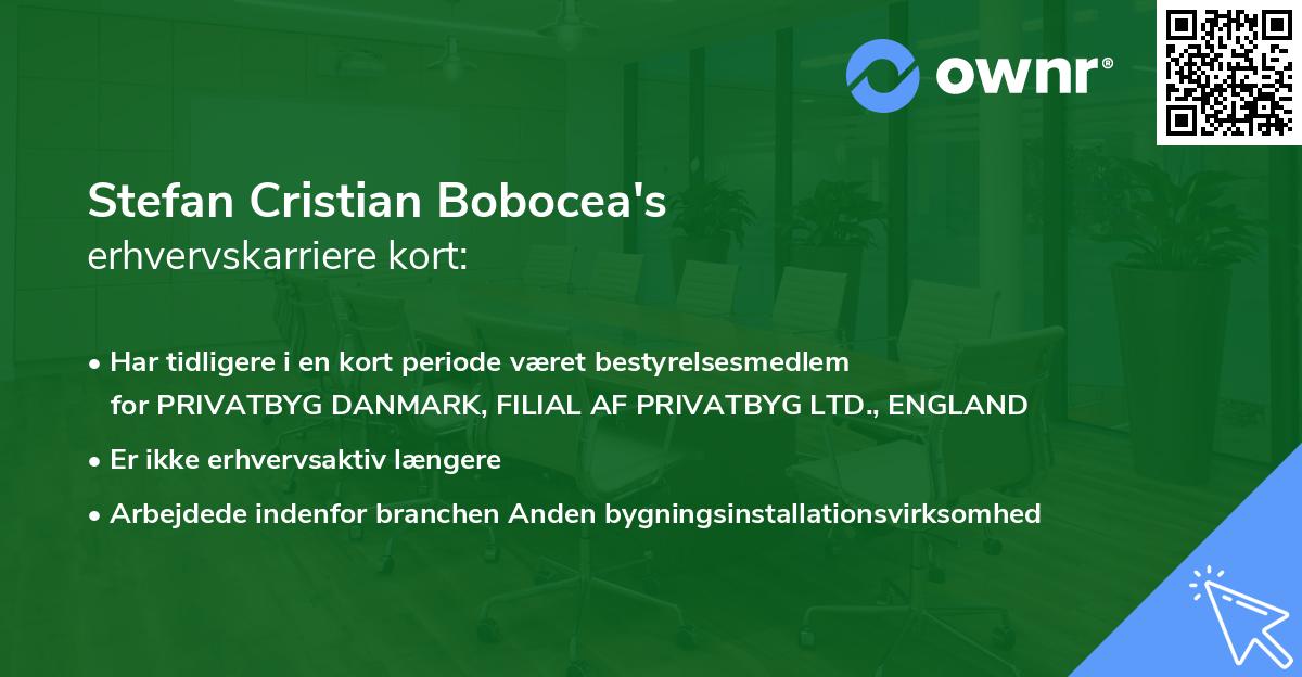 Stefan Cristian Bobocea's erhvervskarriere kort