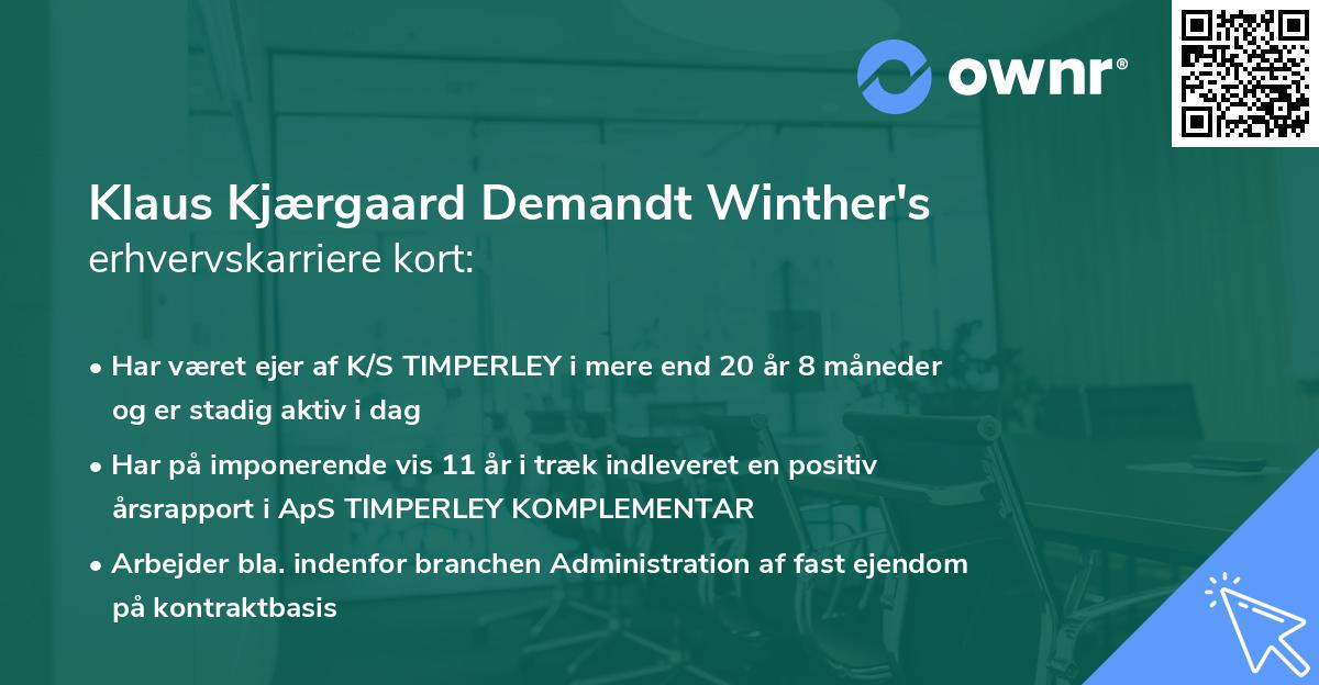 Klaus Kjærgaard Demandt Winther's erhvervskarriere kort
