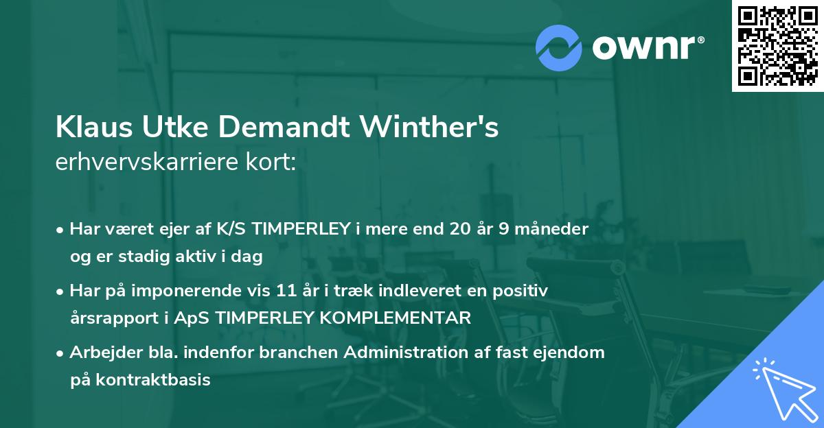 Klaus Utke Demandt Winther's erhvervskarriere kort