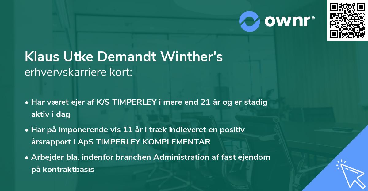Klaus Utke Demandt Winther's erhvervskarriere kort