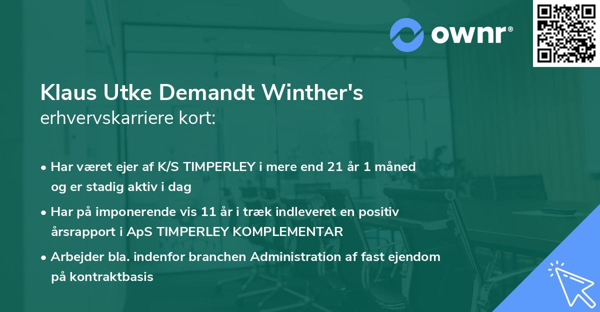 Klaus Utke Demandt Winther's erhvervskarriere kort