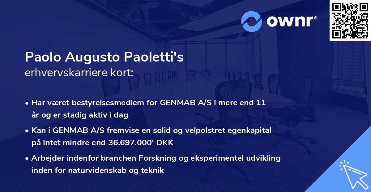 Paolo Augusto Paoletti's erhvervskarriere kort