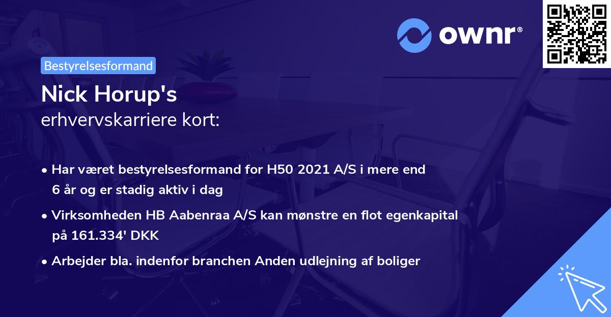 Nick Horup's erhvervskarriere kort