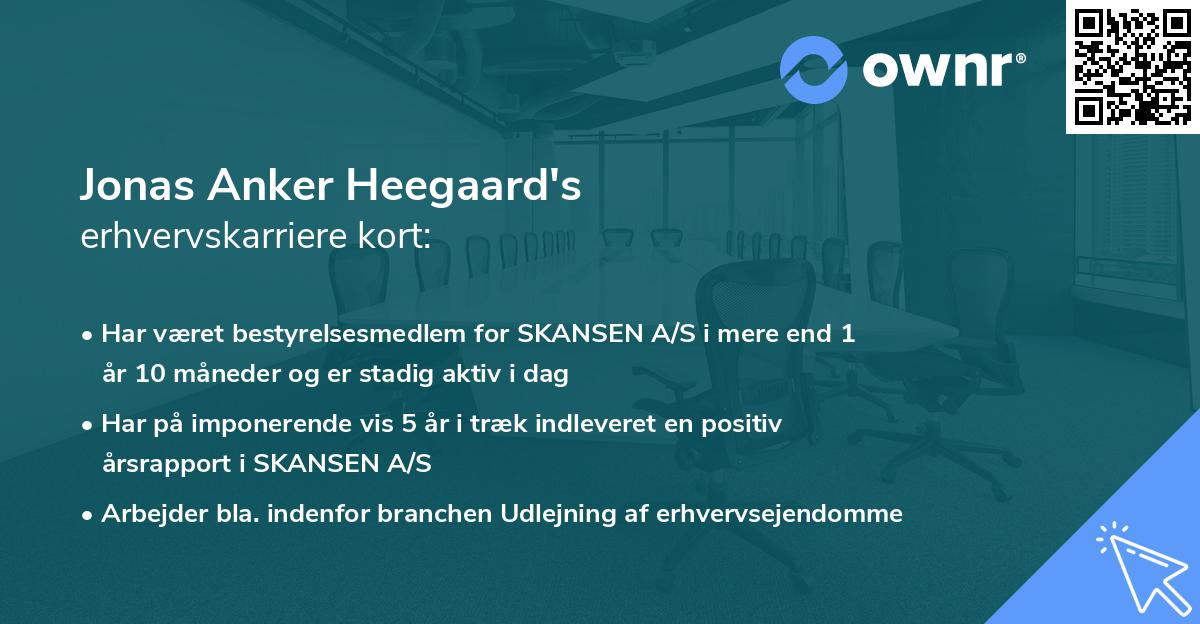 Jonas Anker Heegaard's erhvervskarriere kort