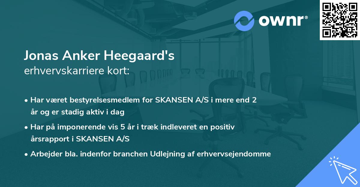 Jonas Anker Heegaard's erhvervskarriere kort