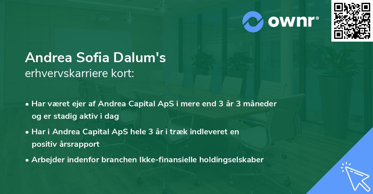Andrea Sofia Dalum's erhvervskarriere kort