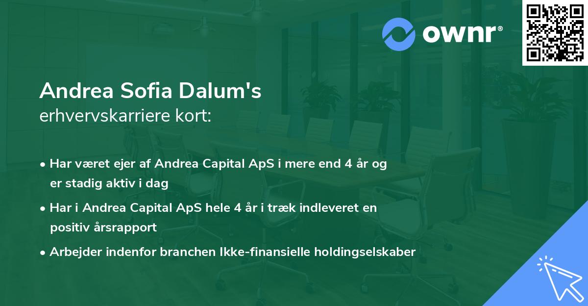 Andrea Sofia Dalum's erhvervskarriere kort