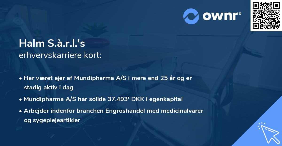 Halm S.à.r.l.'s erhvervskarriere kort