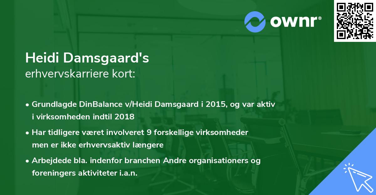 Heidi Damsgaard's erhvervskarriere kort