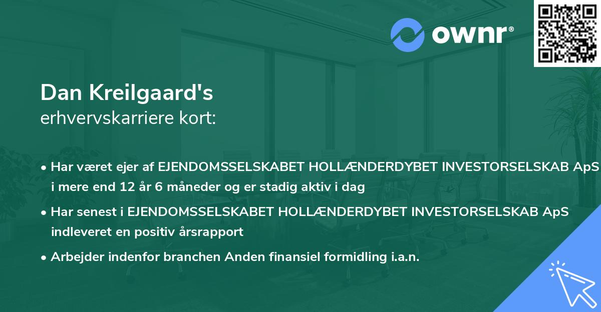 Dan Kreilgaard's erhvervskarriere kort