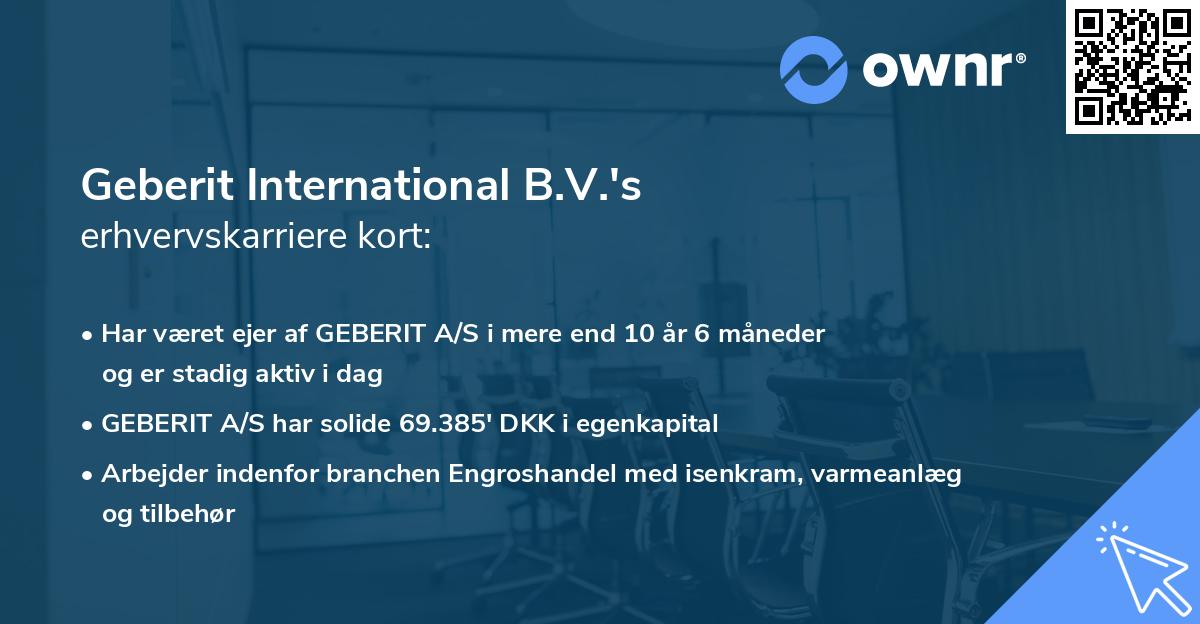 Geberit International B.V.'s erhvervskarriere kort