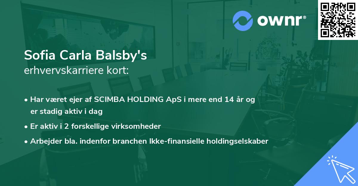 Sofia Carla Balsby's erhvervskarriere kort