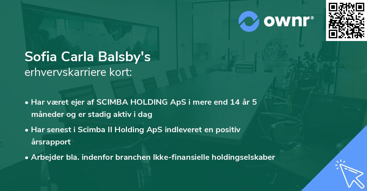 Sofia Carla Balsby's erhvervskarriere kort