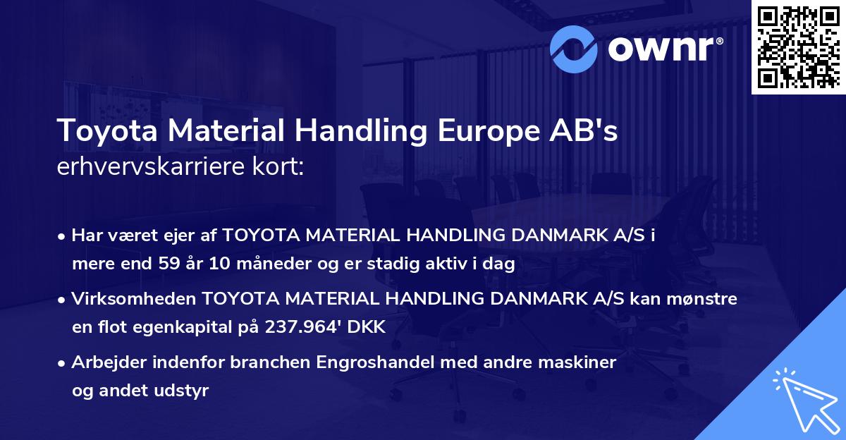 Toyota Material Handling Europe AB's erhvervskarriere kort