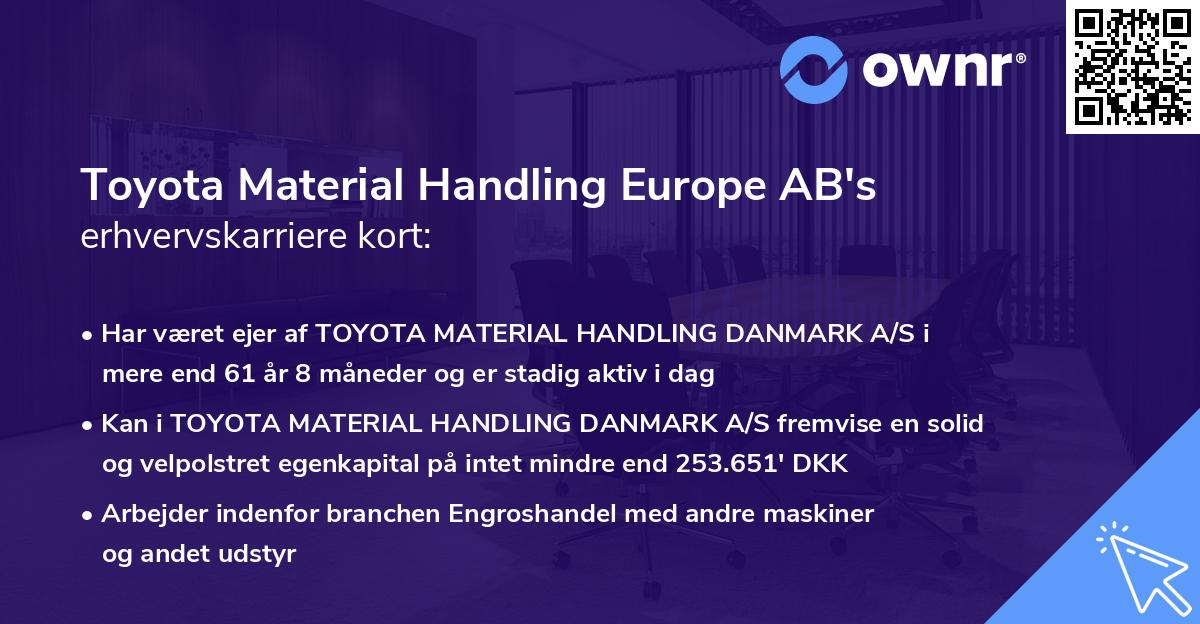 Toyota Material Handling Europe AB's erhvervskarriere kort