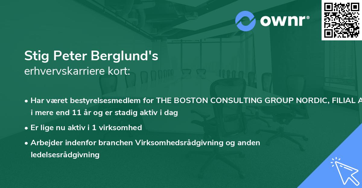 Stig Peter Berglund's erhvervskarriere kort
