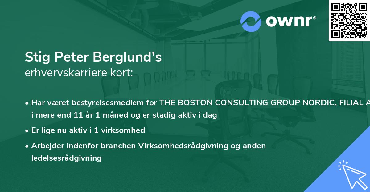 Stig Peter Berglund's erhvervskarriere kort