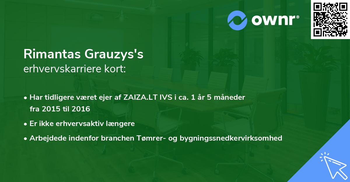 Rimantas Grauzys's erhvervskarriere kort