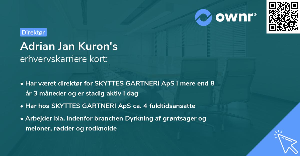 Adrian Jan Kuron's erhvervskarriere kort