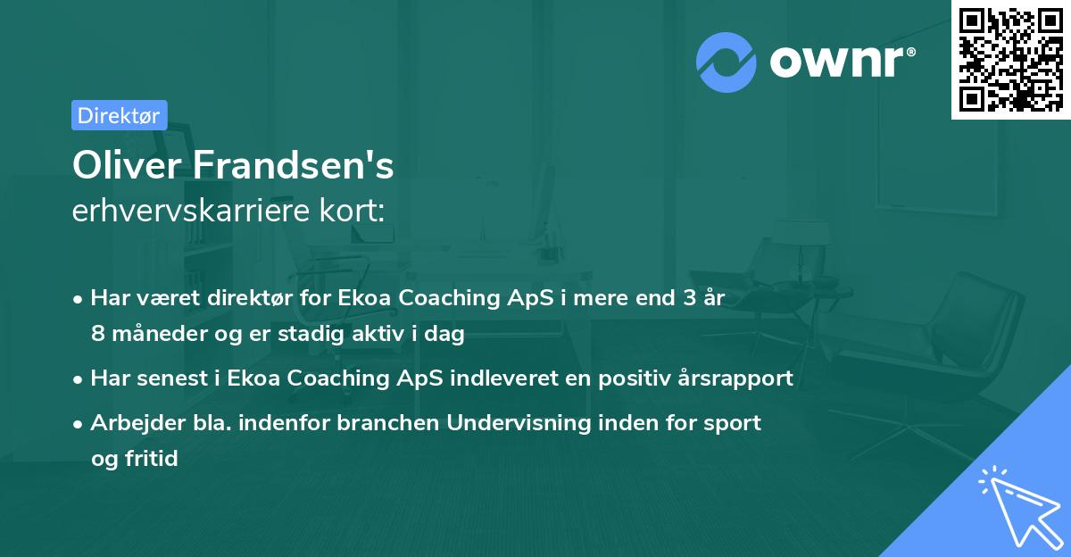 Oliver Frandsen's erhvervskarriere kort