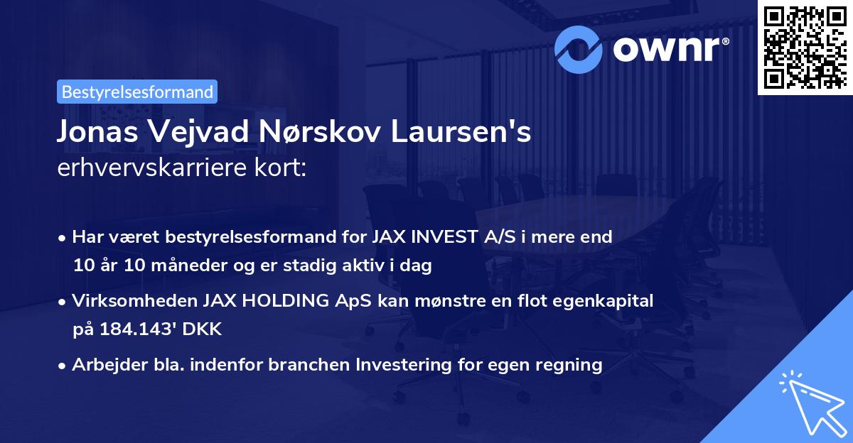 Jonas Vejvad Nørskov Laursen's erhvervskarriere kort