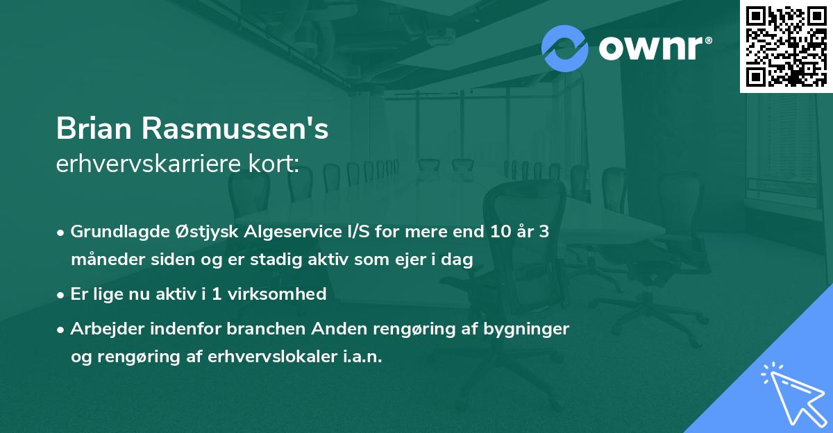 Brian Rasmussen's erhvervskarriere kort