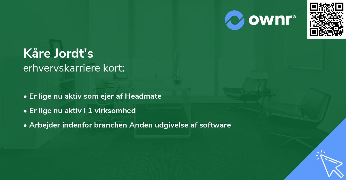 Kåre Jordt's erhvervskarriere kort