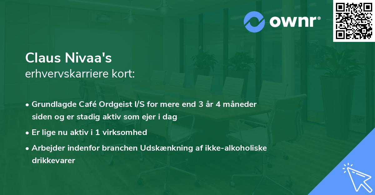 Claus Nivaa's erhvervskarriere kort
