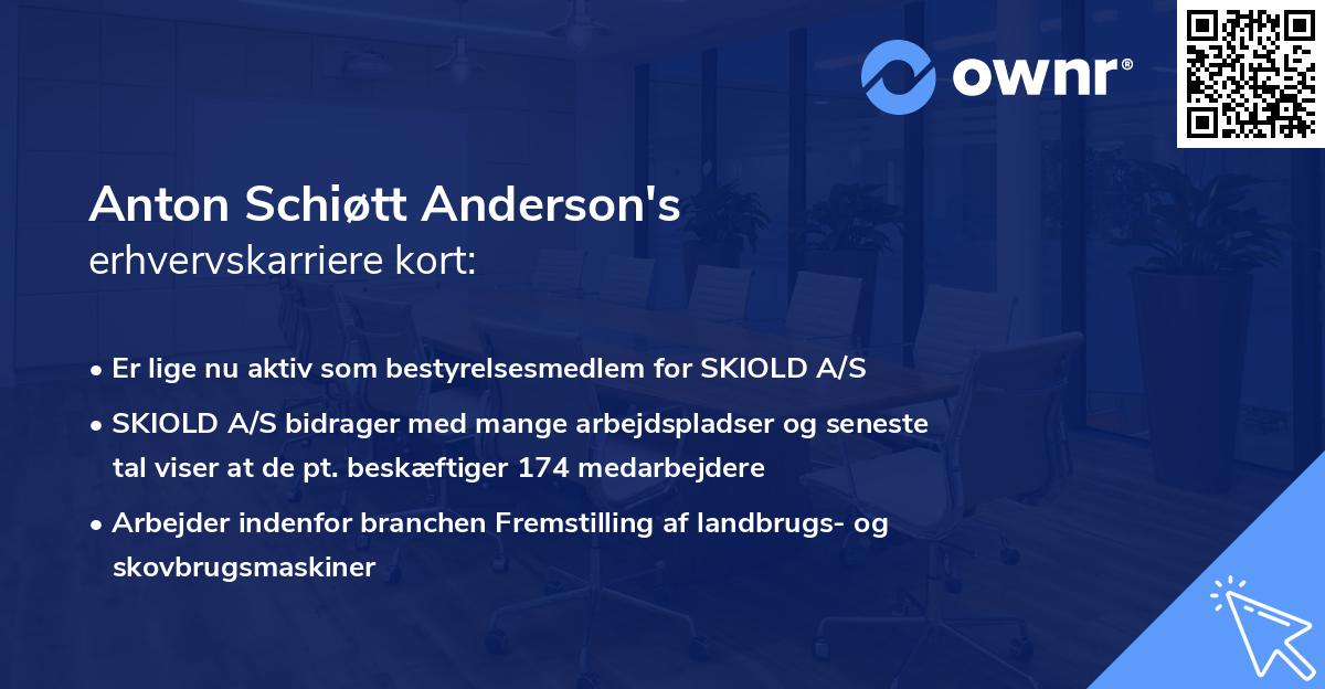 Anton Schiøtt Anderson's erhvervskarriere kort