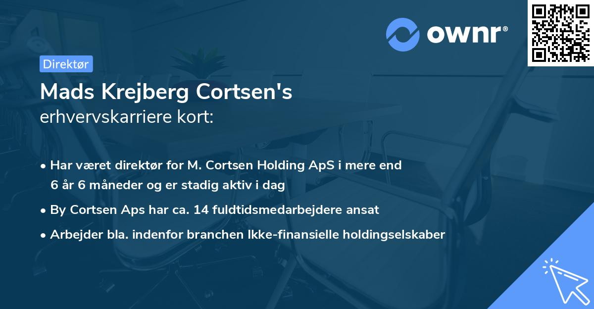 Mads Krejberg Cortsen's erhvervskarriere kort
