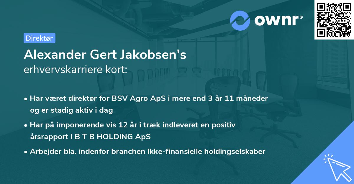 Alexander Gert Jakobsen's erhvervskarriere kort
