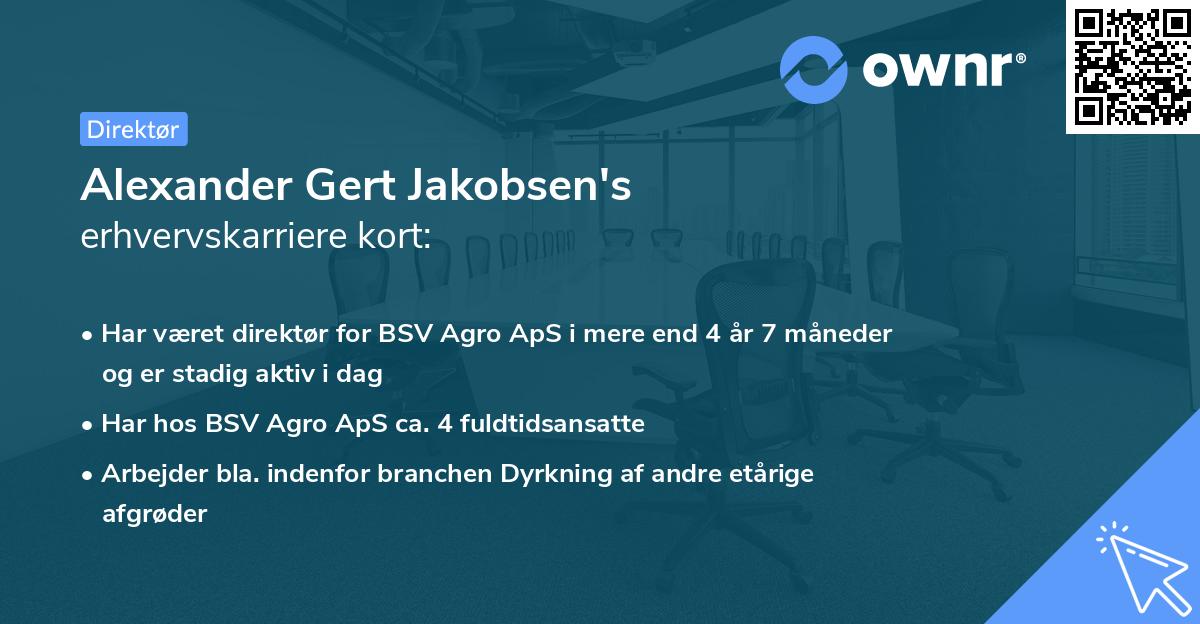Alexander Gert Jakobsen's erhvervskarriere kort