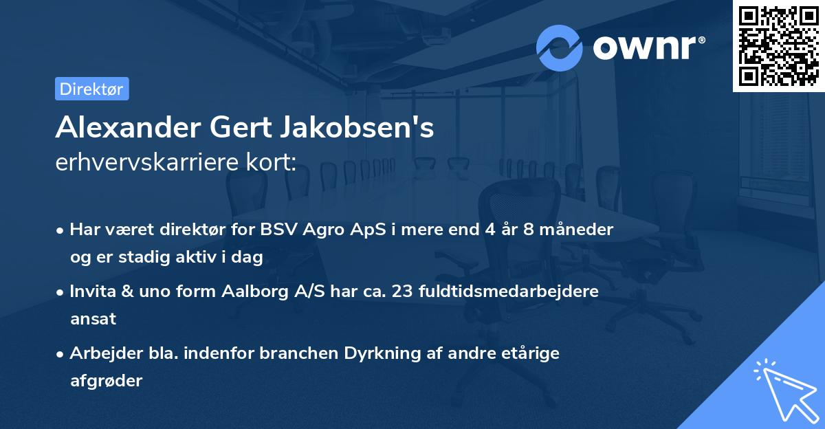 Alexander Gert Jakobsen's erhvervskarriere kort