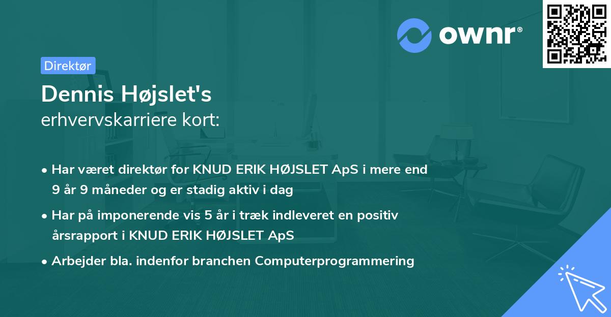 Dennis Højslet's erhvervskarriere kort