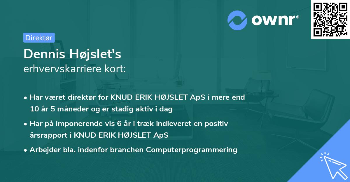 Dennis Højslet's erhvervskarriere kort