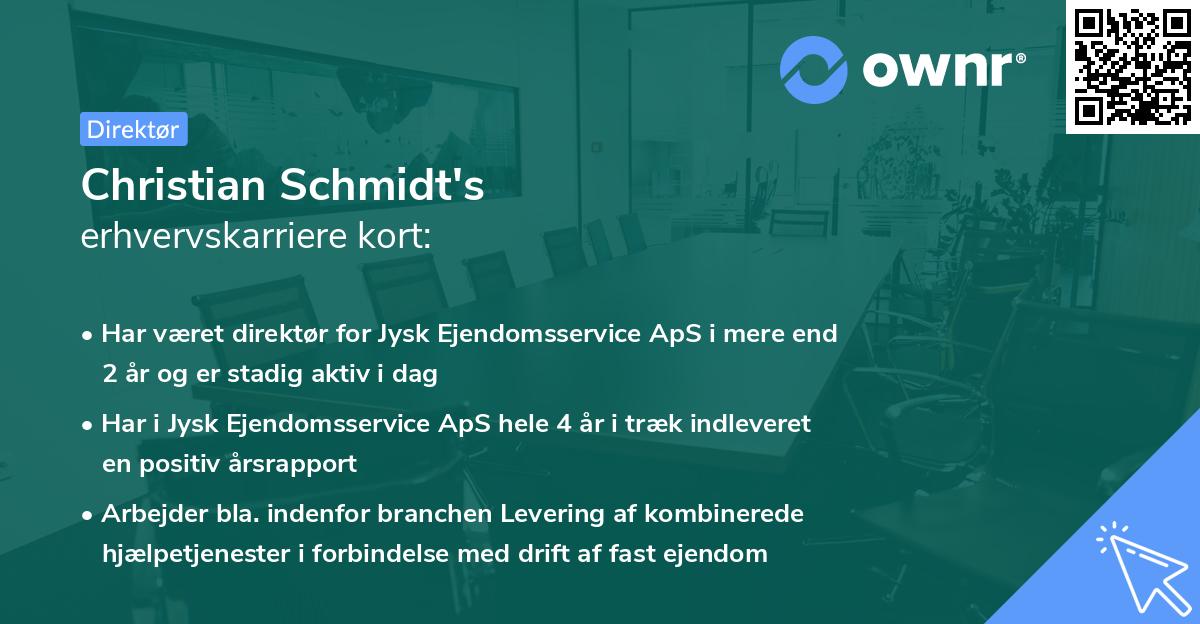 Christian Schmidt's erhvervskarriere kort
