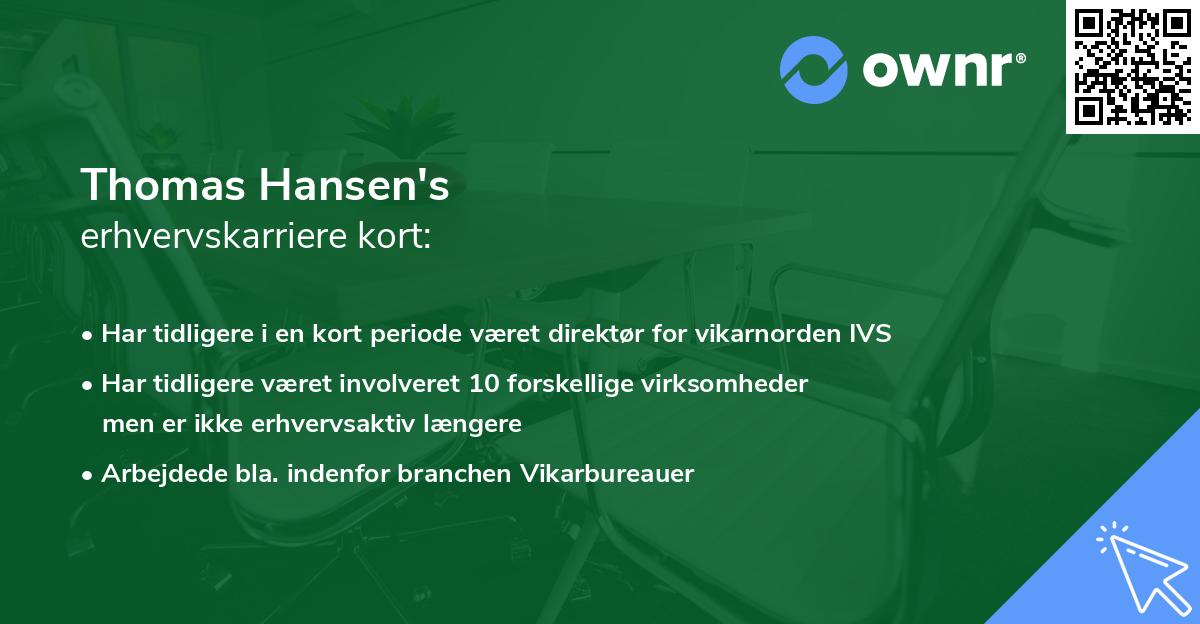 Thomas Hansen's erhvervskarriere kort