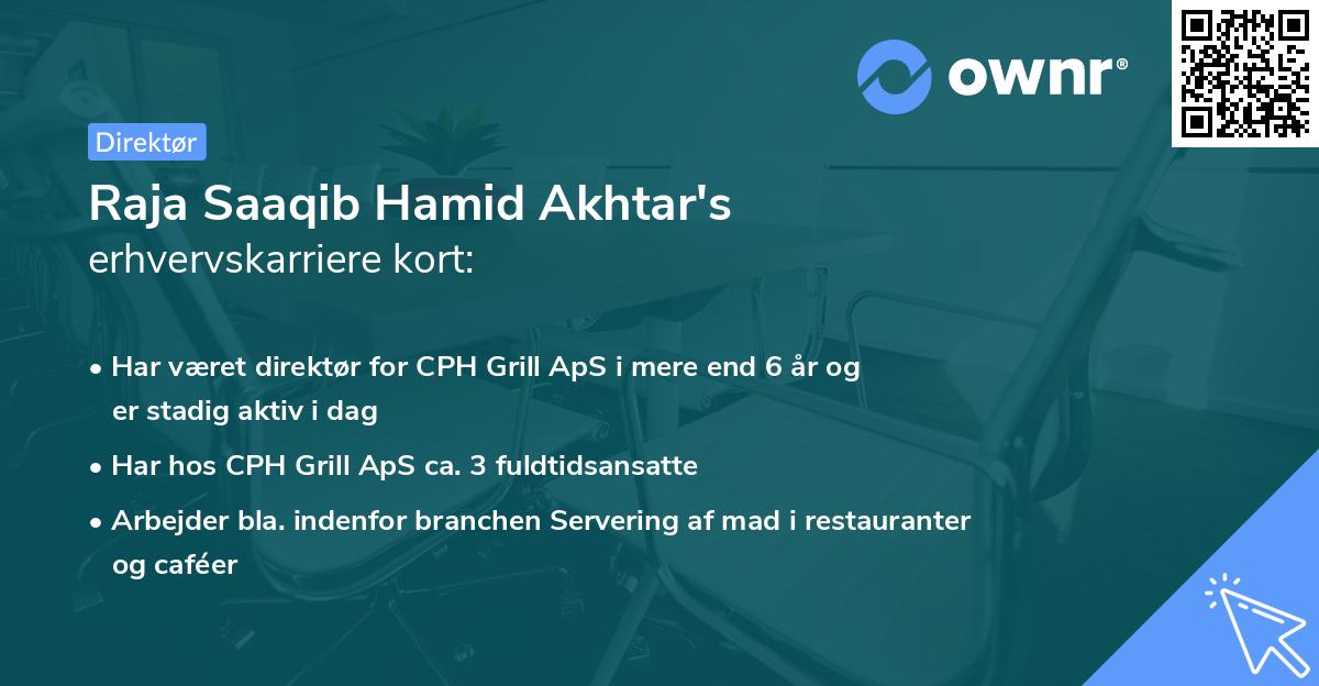 Raja Saaqib Hamid Akhtar's erhvervskarriere kort