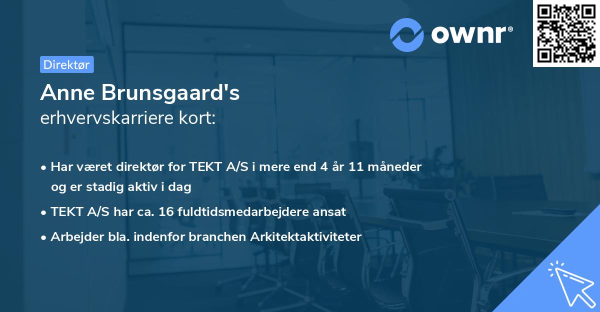 Anne Brunsgaard's erhvervskarriere kort