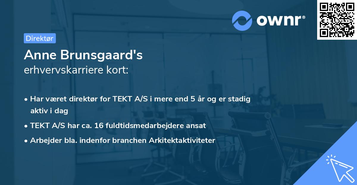 Anne Brunsgaard's erhvervskarriere kort