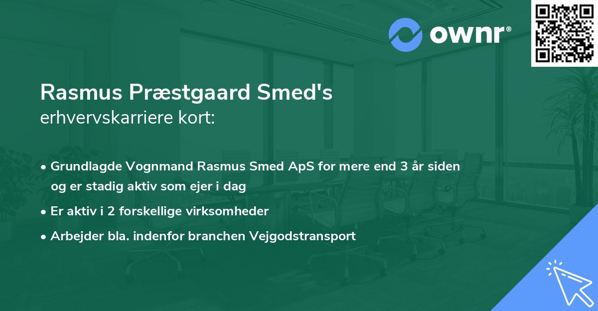 Rasmus Præstgaard Smed's erhvervskarriere kort