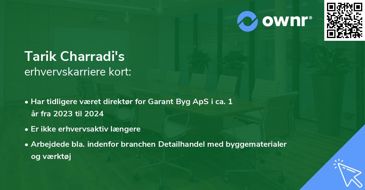 Tarik Charradi's erhvervskarriere kort