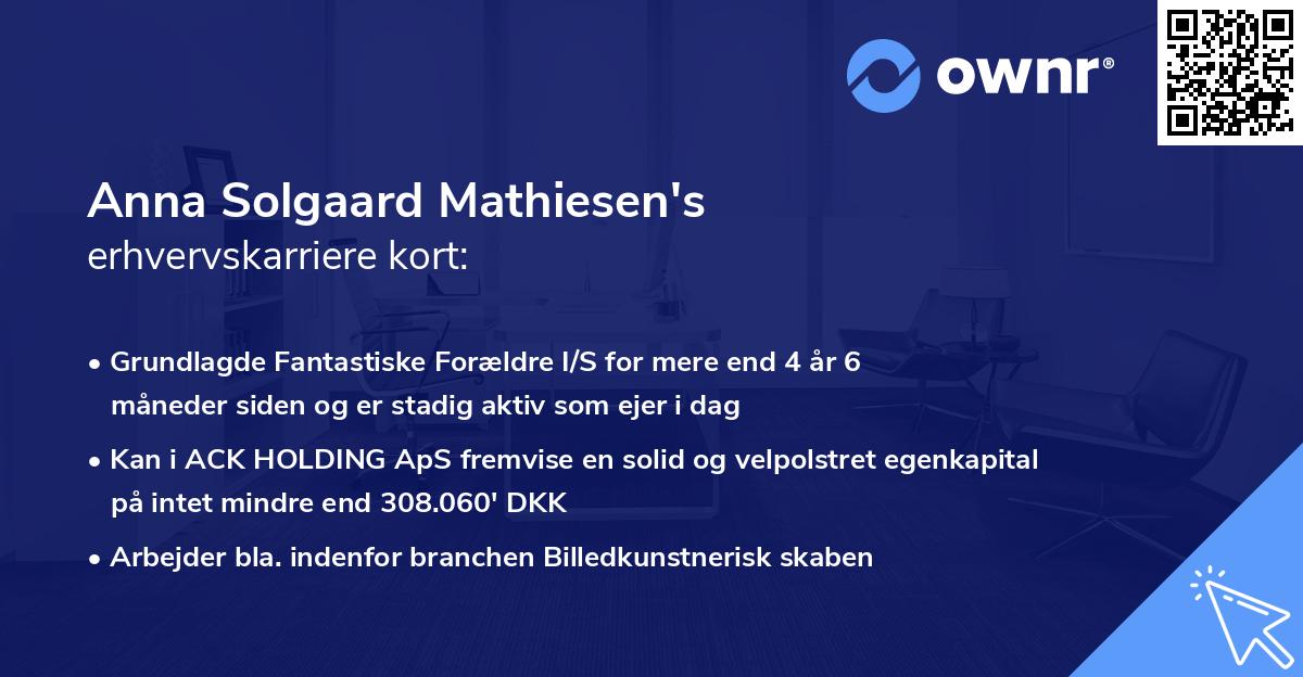Anna Solgaard Mathiesen's erhvervskarriere kort