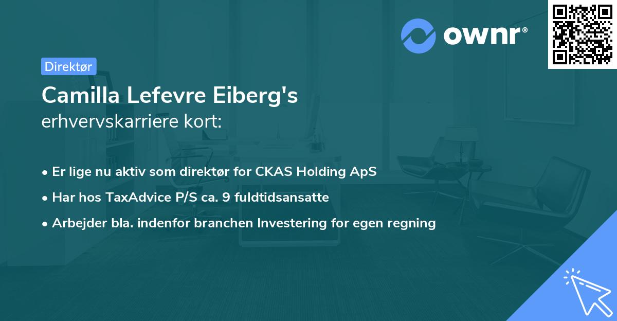 Camilla Lefevre Eiberg's erhvervskarriere kort