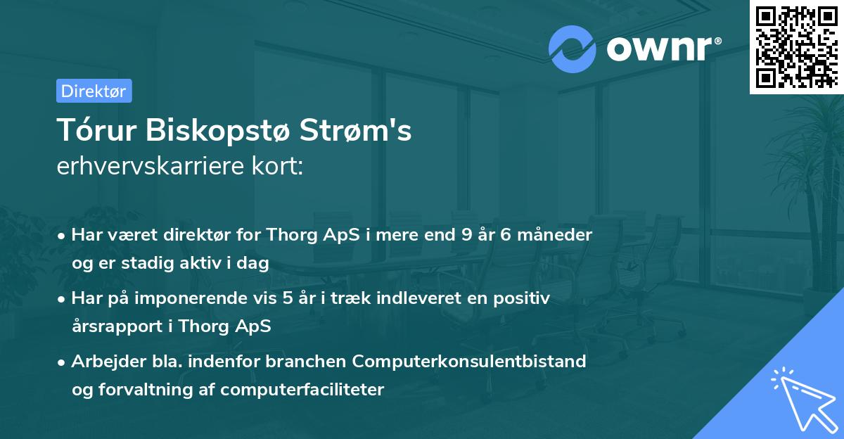 Tórur Biskopstø Strøm's erhvervskarriere kort