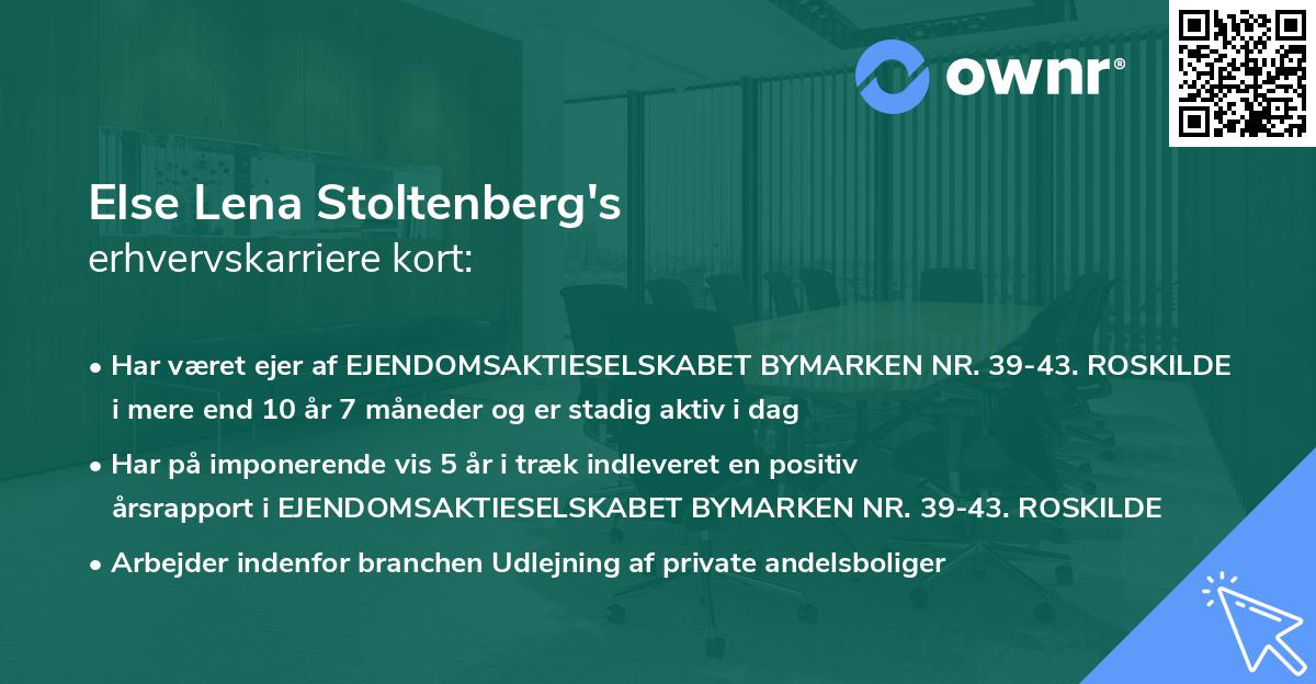 Else Lena Stoltenberg's erhvervskarriere kort