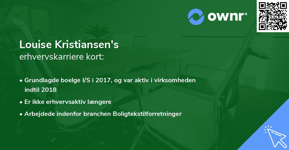 Louise Kristiansen's erhvervskarriere kort