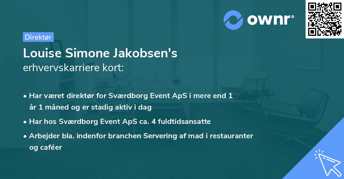 Louise Simone Jakobsen's erhvervskarriere kort