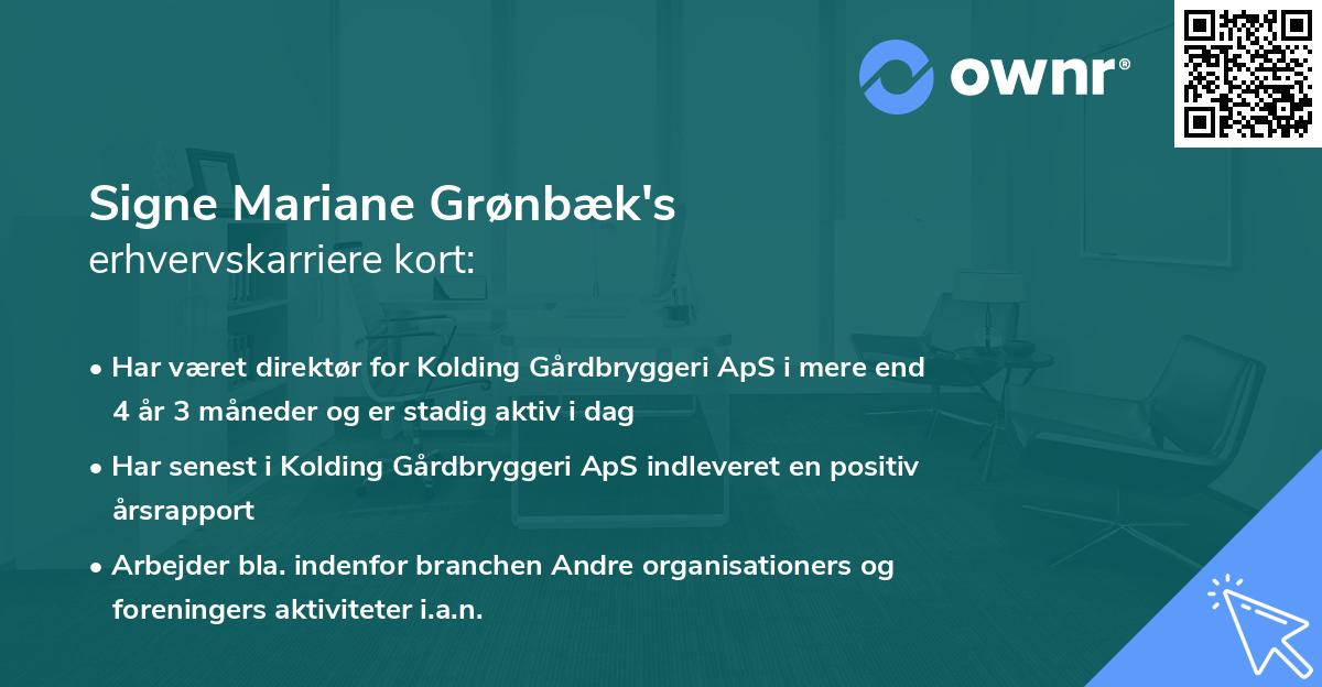 Signe Mariane Grønbæk's erhvervskarriere kort