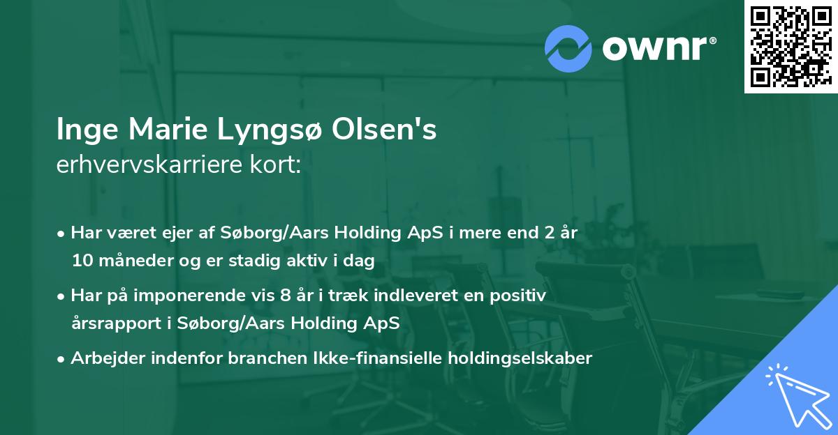 Inge Marie Lyngsø Olsen's erhvervskarriere kort